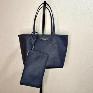 Michael Kors Candy Large Reversible Tote Bag + Wristlet - Navy Blue
